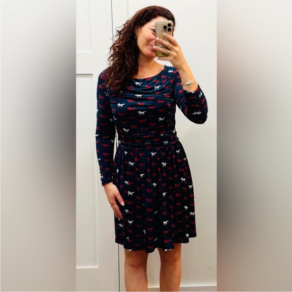 Leota New York Chase & Wonder HORSE Drapey Dress SIZE 6 Blue Long Sleeve Western - Picture 9 of 12